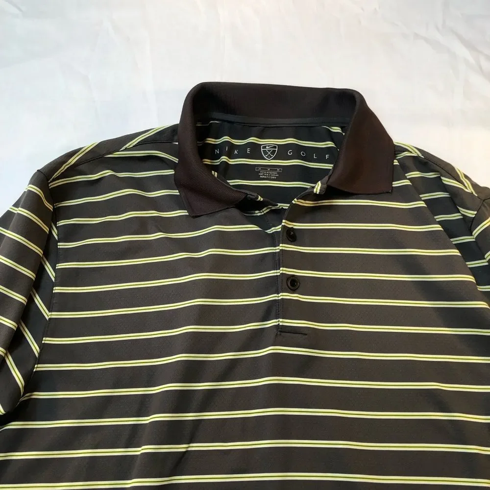 Nike Golf Polo Shirt Mens Size M Fit Dry Green Black Stretch Short Sleeve